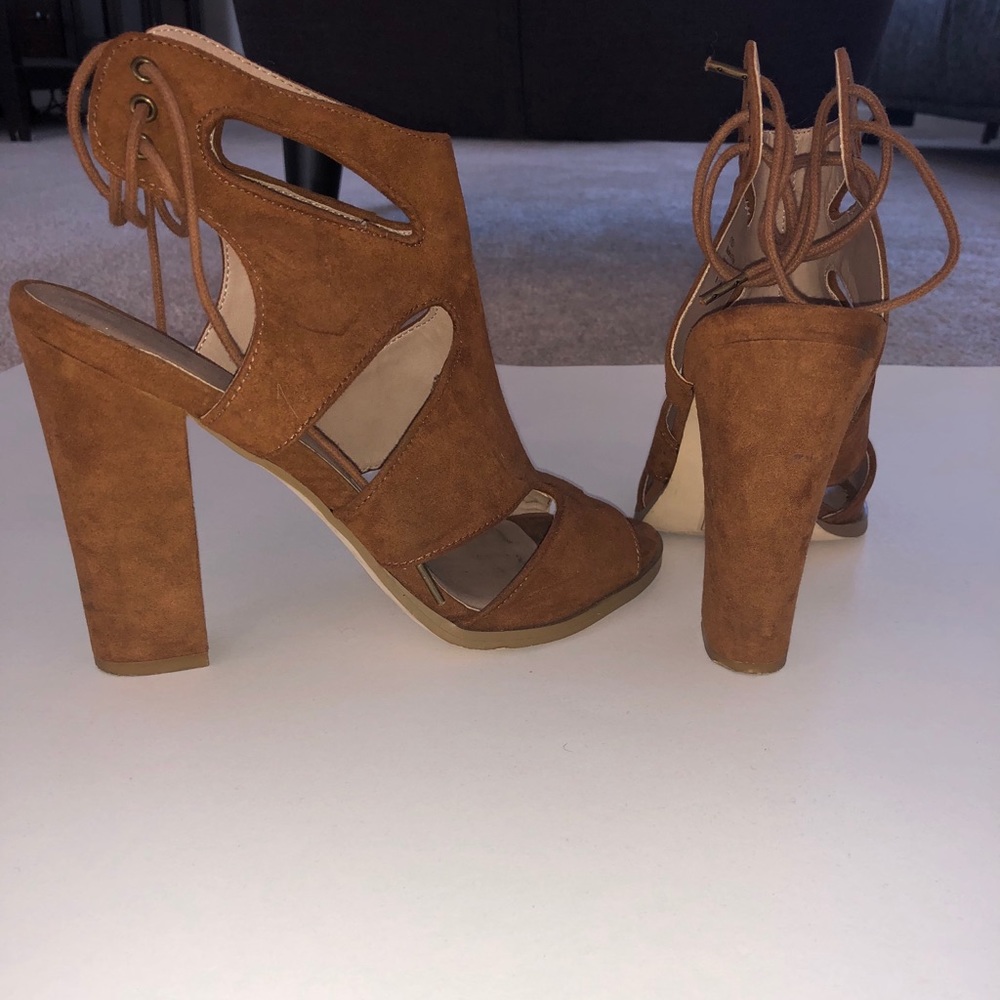 Tan suede heels